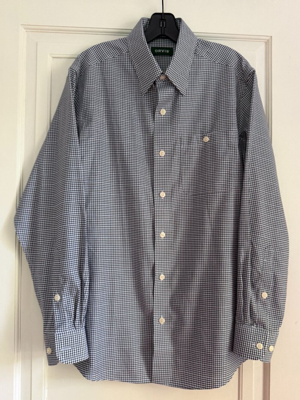 Orvis Blue White Gingham Check Button-Down Shirt Men’s Medium
